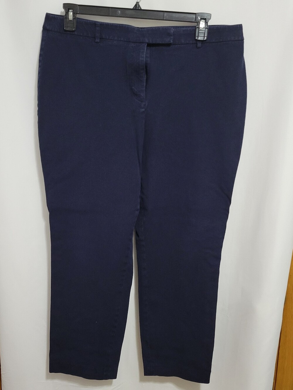 Talbots Curvy Navy Blue High-Waist Straight Leg Pants, Size 16